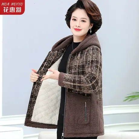 中老年棉衣女宽松棉袄洋气羊羔毛加厚中年女装棉服妈妈秋冬装外套商品大图