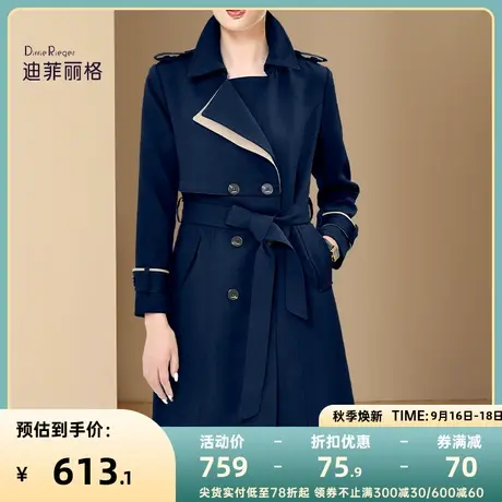 迪菲丽格欧货复古时尚双排扣风衣外套女2023年新款气质收腰上衣潮商品大图
