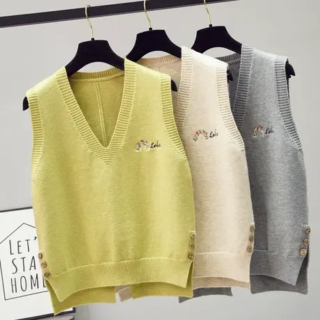 V领针织马甲背心女秋冬外搭坎肩叠穿小香风毛衣坎肩女款春秋上衣商品大图