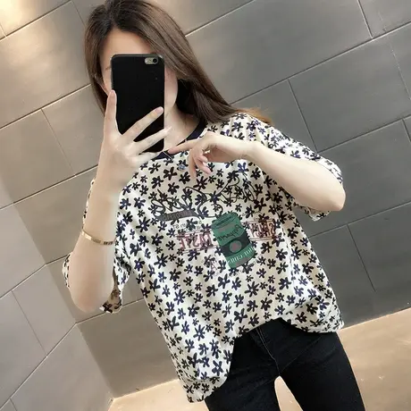 纯棉短袖T恤女装宽松2023年新款秋季洋气中长款设计感打底衫爆款图片