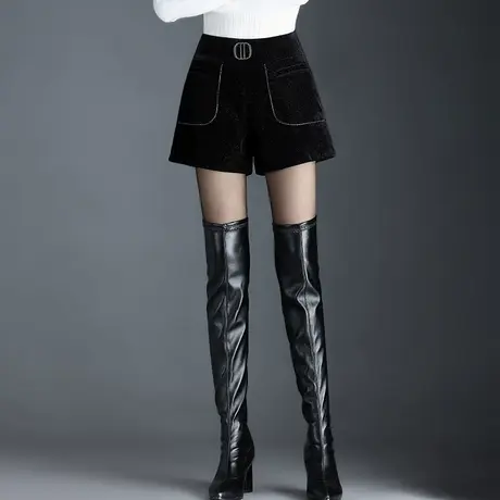 2023新款秋冬短裤女高腰宽松a字阔腿裤外穿时尚靴裤百搭休闲裤子图片