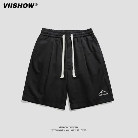 VIISHOW冰丝短裤男夏季薄款美式潮牌速干百搭休闲宽松直筒五分裤商品大图
