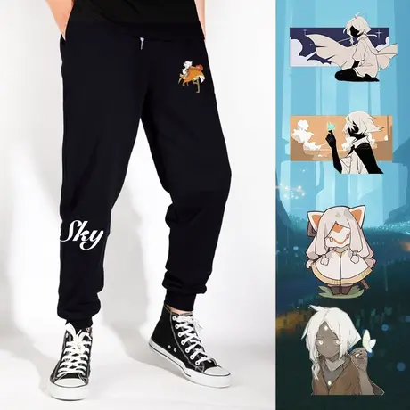 秀洛sky光遇游戏白鸟周边手游休闲裤运动裤卫裤子长裤束脚小脚裤商品大图