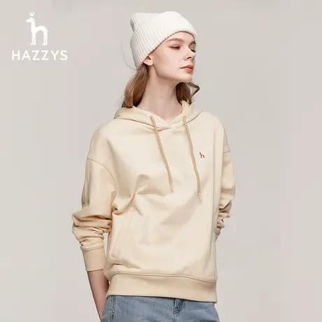 【直播间专享】Hazzys哈吉斯女装2023秋季休闲撞色logo连帽卫衣图片