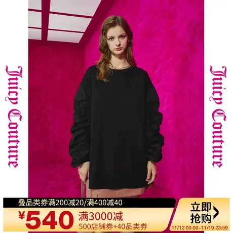 Juicy Couture橘滋23初秋冬新款摩登精灵logo绣花抽皱泡泡袖卫衣商品大图