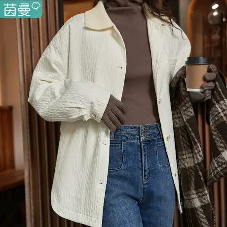 茵曼旗舰店法式衬衫外套女2023新款夹克上衣棉服薄款棉衣春秋冬图片