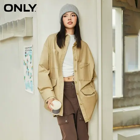 ONLY2023冬季新款百搭通勤风中长款宽松翻领外套女|123436003商品大图