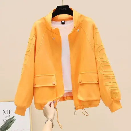 抽绳卫衣外套女大兜刺绣字母上衣2023春新款运动休闲时尚港风上衣图片