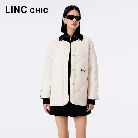 LINCCHIC金羽杰2023年秋冬新款圆领宽松羽绒服奶奶衫Y23802325图片