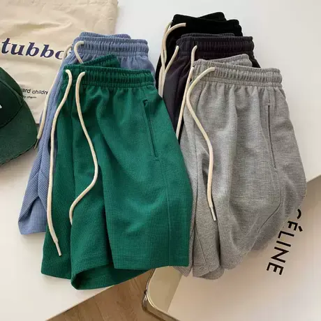 韩版高腰运动中裤女宽松慵懒风显瘦中性百搭阔腿五分裤2022夏季潮商品大图