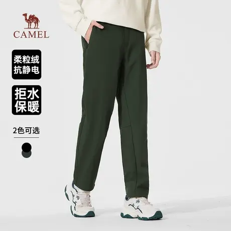 骆驼男装直筒休闲裤男士2025新款冬加绒保暖户外防泼水梭织软壳裤商品大图