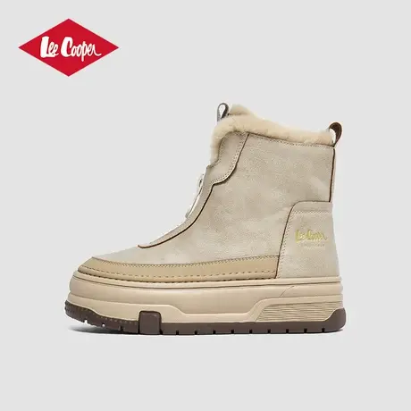 Lee Cooper2024冬季新款雪地靴女厚底增高真皮加绒加厚保暖棉鞋女商品大图