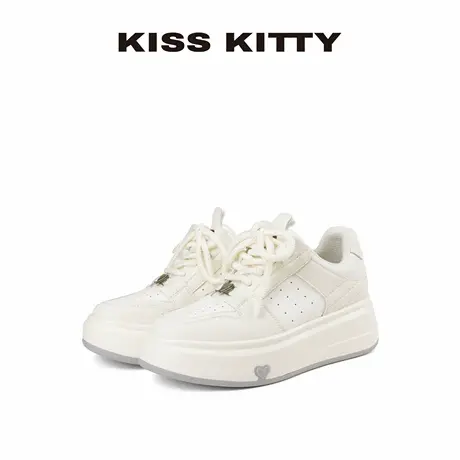 KISSKITTY新款夏季薄透气运动厚底增高小白鞋百搭休闲鞋老爹鞋女商品大图