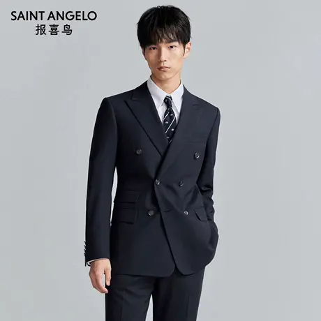 【ONE 系列】报喜鸟秋季新款男士时尚正装西服套装西裤西装深海蓝图片