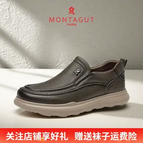Montagut/梦特娇轻奢羊皮商务休闲皮鞋 秋季透气软底软面正装皮鞋商品大图