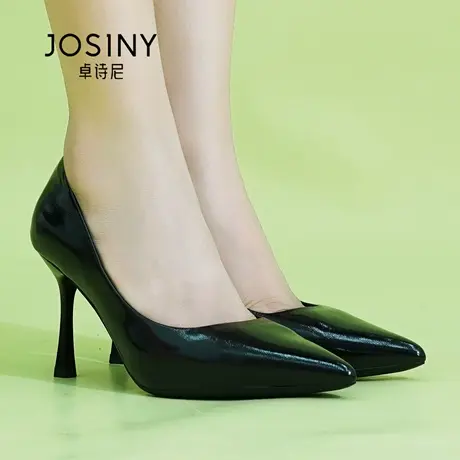 Josiny/卓诗尼秋季25粗跟尖头单鞋女百搭气质时尚低跟玛丽珍鞋女商品大图