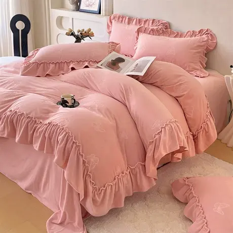 恒源祥婴儿绒法式四件套床单被套床笠款双人秋冬加厚保暖床上用品商品大图