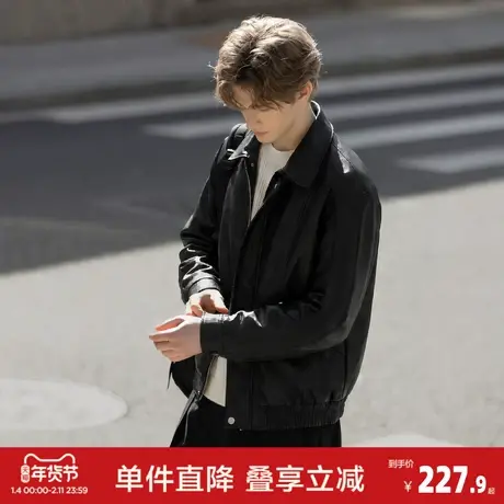 唐狮2026春季新款男仿皮衣外套潮流美式棕色宽松黑色潮酷百搭时尚商品大图