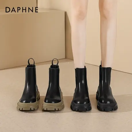 达芙妮厚底切尔西靴女款短靴秋冬百搭马丁靴女烟筒靴中筒女靴子女图片