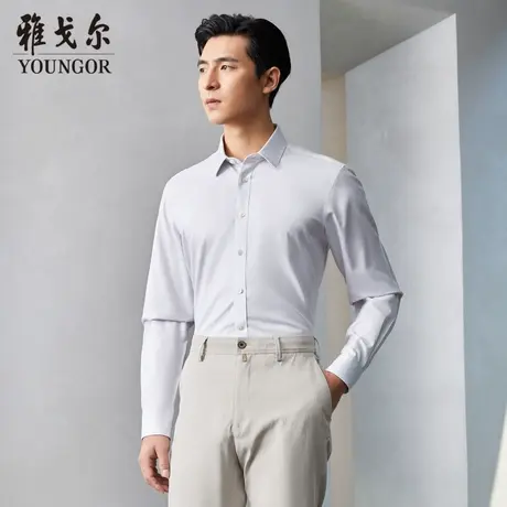 雅戈尔奥莱 商场同款男士长袖衬衫秋季新款官方商务休闲免烫衬衫商品大图