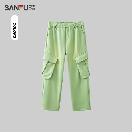 三福2023冬男士斜大口袋休闲裤 街头潮流宽松直筒长裤男477087商品大图