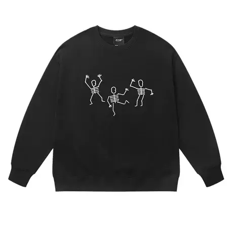 港风chic国潮复古涂鸦圆领卫衣男秋冬季中国风潮流青少年薄款上衣商品大图