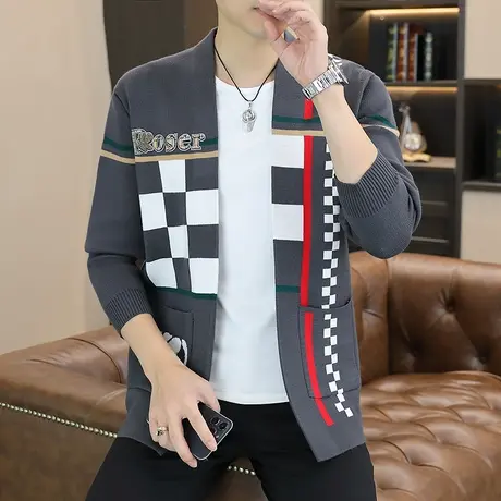 2023春秋新款开衫休闲毛衣男针织衫男士毛衣韩版修身百搭青年休闲图片