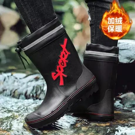 2023冬季新款雨鞋男款加绒保暖棉鞋男士雨靴防水防滑户外钓鱼水靴商品大图
