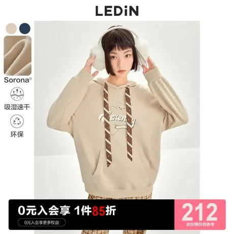 乐町蝴蝶结带帽卫衣休闲秋冬新款设计感中长款上衣女宽松秋装ins图片