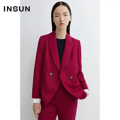 INSUN恩裳春季羊毛H版型两粒扣西装外套商品大图