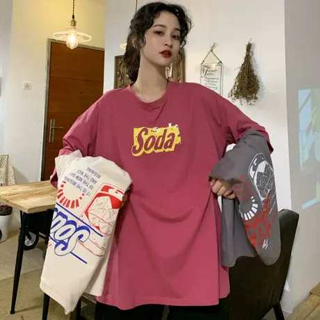 ins短袖t恤女夏装宽松2020韩版学生bf慵懒风百搭mschf半袖上衣服商品大图