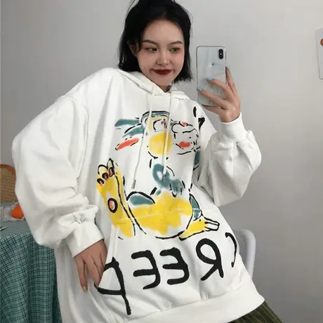 网红卫衣女2020春秋薄款宽松韩版原宿bf慵懒风百搭ins超火cec外套商品大图