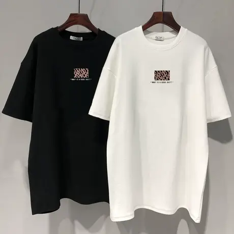 大版t恤女短袖中长款字母印花欧洲站2022夏装欧货宽松半袖上衣潮图片