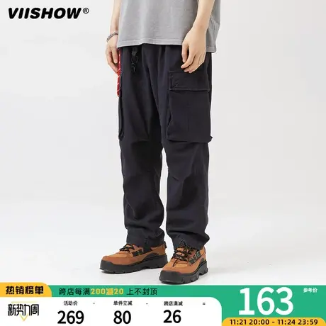 VIISHOW春季新款2023宽松工装大口袋直筒裤休闲裤直筒工装裤商品大图