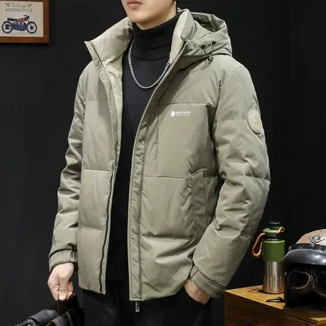 保暖羽绒服男冬季连帽2023新款潮牌男装大码男士短款外套加肥加大图片