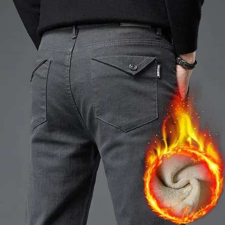 秋冬季男裤2023年新款男士加绒裤子保暖加厚休闲长裤外穿直筒宽松商品大图