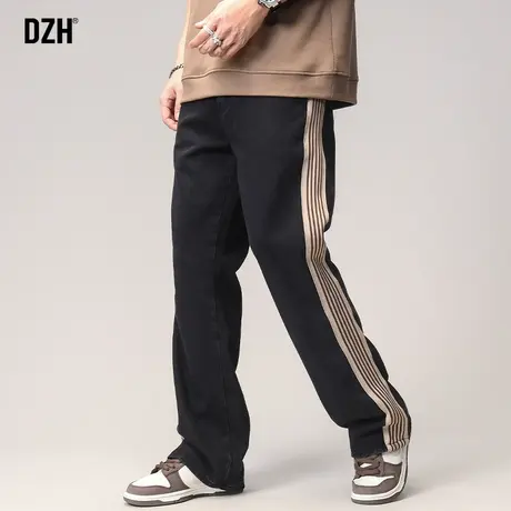 男士黑色牛仔裤男款直筒秋季裤子2023新款休闲长裤百搭直筒裤潮牌商品大图