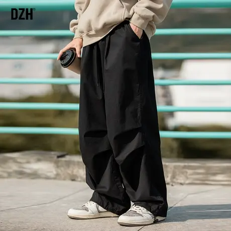 男士纯棉裤子男款美式高街休闲裤直筒宽松垂感阔腿裤秋季2023新款商品大图