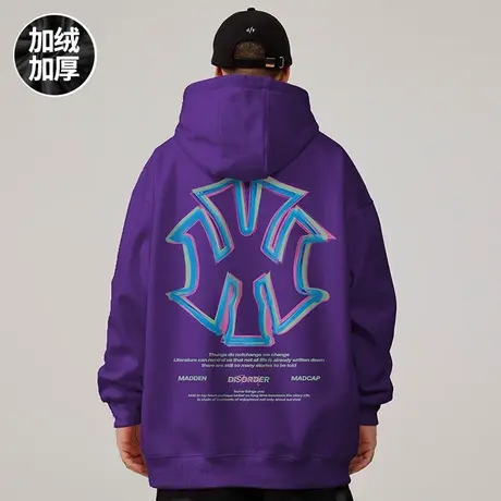 美式oversize港风连帽卫衣男潮牌ins潮流大码男装春秋款加绒加厚商品大图