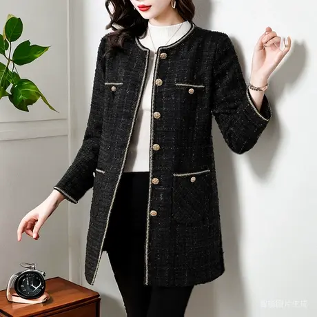 中长款毛呢外套女冬季2023新款时尚洋气大码胖MM遮肉修身外穿百搭图片