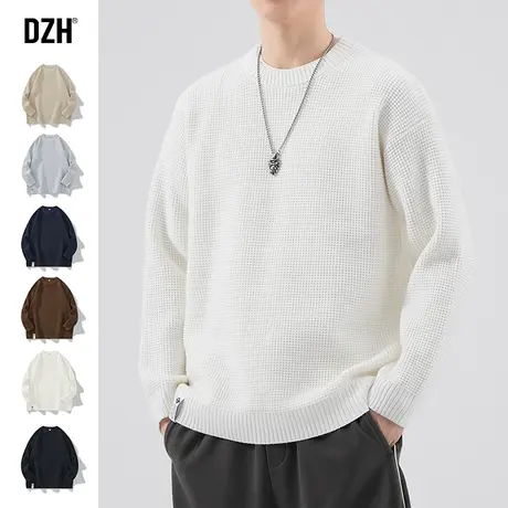 男士白色针织毛衣男冬季慵懒风纯色打底衫内搭秋冬针织衫2023新款商品大图