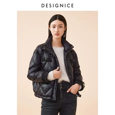 商场同款迪赛尼斯通勤冬季新款时尚气质立领白鸭绒短款羽绒服女图片