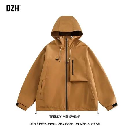 男士冲锋衣男2024新款潮高级感痞帅男装衣服男款工装外套休闲上衣图片