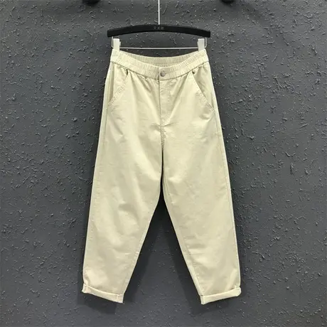 欧货韩版哈伦裤女24春夏新款浅色松紧腰宽松气质休闲牛仔老爹裤潮图片