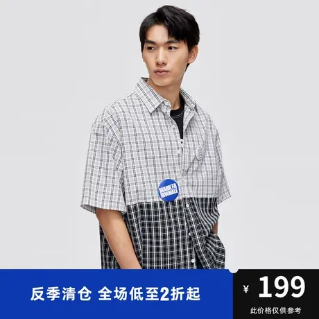 马克华菲可拆卸袖拼接长袖衬衫男秋新款潮流时尚宽松衬衫上衣图片