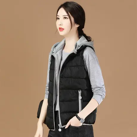 韩潮袭人连帽棉马甲女冬季外穿2023年新款韩版轻薄背心外套马夹厚图片