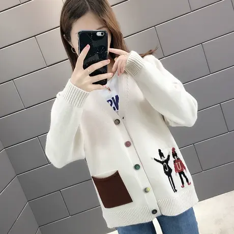 毛衣开衫女外套2023年新款短款洋气卡通小个子开衫毛衣春款女装图片