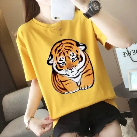 2023新款日系可爱学生白色短袖t恤女夏季纯棉百搭卡通小众设计感商品大图