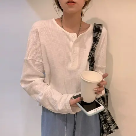 白色打底衫女潮春秋冬内搭洋气衣服2023年新款女针织长袖t恤百搭图片