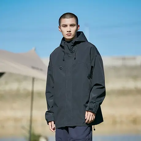 日系防风黑色冲锋衣外套男春季潮牌户外机能工装男生风衣夹克男款商品大图